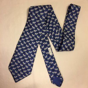 Hermes 100% Silk Men's Tie, Zebras on Navy